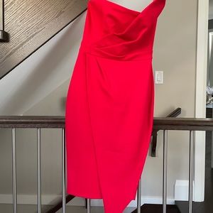 Strapless red dress
